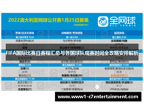 FIFA国际比赛日赛程汇总与各国球队观赛时间全攻略安排解析 FIFA国际比赛日赛程汇总与各国球队观赛时间全攻略安排解析